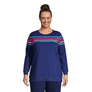 Lands End Women's Plus Size 2X Serious Sweats Striped Detail Shirt